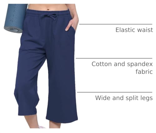 Image of Lock and Love Womens Capri Pants Loose Yoga Pants Wide Leg Drawstring Comfy Lounge Pajama Capris Sweatpants with Pockets