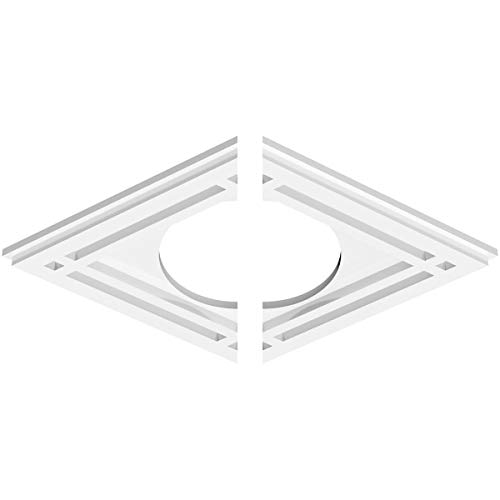 Image of Ekena Millwork CMP18X12DD2-06000 Diamond Architectural Grade PVC Contemporary, Two Piece Urethane Ceiling Medallions 18 inchW x 12 inchH x 6 inchID x 6 1 /4 inchC x 1 inchP