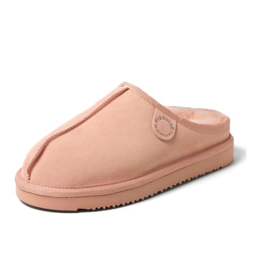 Image of Fireside by Dearfoams Women's Greta Genuine Shearling Clog Slippers, 100% Natural Suede Clogs for Outdoor & Indoor