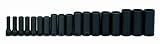 Williams JHWMS-12-18H SUPERTORQUE 18-Piece 3/8-Inch Drive Metric Deep Impact 6 Point Socket Set, Black Industrial Finish, Designed for Maximum Engagement on 6-Point Fasteners