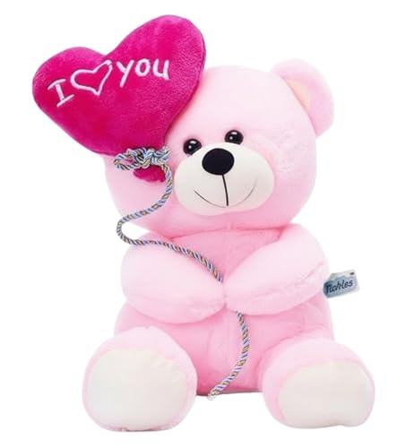 Image of Tickles I Love You Ballon Heart Teddy Soft Stuffed Plush Toy for Couples Boyfriend, Girlfriend, Wife & Husband Valentine Gift (Size: 45 cm Color: Pink)