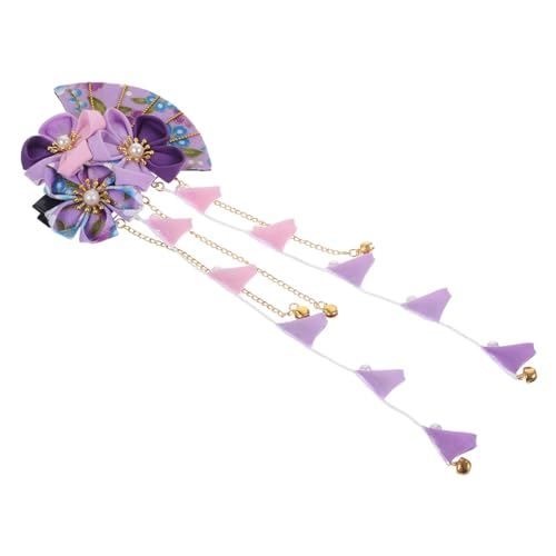 Anneome 和風手作りタッセルヘアピン 長め 紫色 クラシック花嫁髪飾り 結