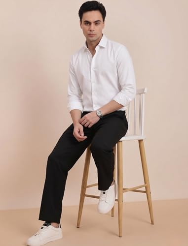Image of DOXIC Men's Cotton Shirt with Spread Collar Neck Full Sleeves Classic Style Solid Pattern Regular Fit and Standard Length | Formal & Casual Wear Shirts