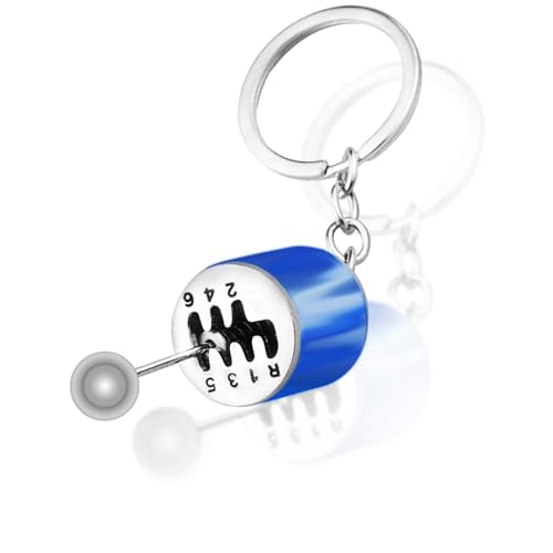 Luminuti 1 Pcs 6 Speed Manual Car Shifter Keyring, Metal Key Chain Model, Auto Gear Shifter Model Keychain, Suitable For Both Men And Women (Blue