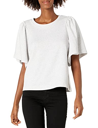 Cable Stitch Women s Flutter-Sleeve French Terry Top Light Heather Grey X-Small