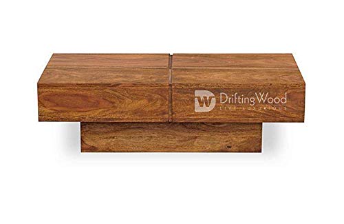Image of DRIFTINGWOOD Sheesham Wood Tv Stand /Coffee Table for Living Room | with 2 Drawers and Storage | Natural Honey Finish
