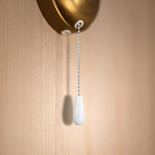 Image of Ceiling Fan Pull Chain Extender, 4pcs Wooden Decorative Pendant Extension Chains, 12 Inches Lighting & Fan Beaded Ball Fan Cord Extender Ornament with Connector (Wooden White 4Pcs)