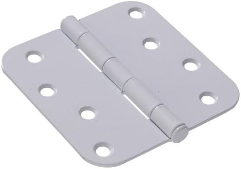 The Hillman Group 851275 4" Residential Door Hinge - 5/8" Round Corner - Removable Pin - Full Mortise - White 1-Pack