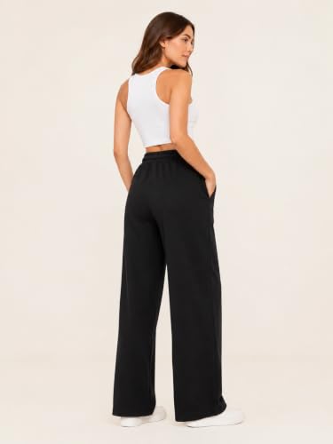 Image of Women's Cotton Wide Leg Track Pants | High Waist Palazzo Trousers with Elastic Drawstring