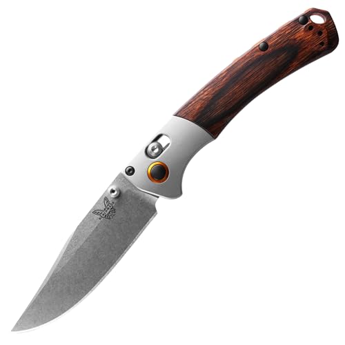 Benchmade - Mini Crooked River 15085 EDC Knife with Gray Aluminum & Wood Handle (15085-2)
