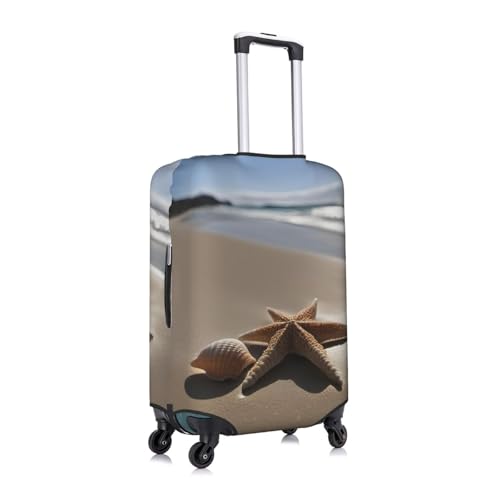 Starfish Seashell Sandy Beach Tsa Approved Luggage Cover For 18-32 Inch Suitcases Scratch-Resistant Stretch Luggage Cover3