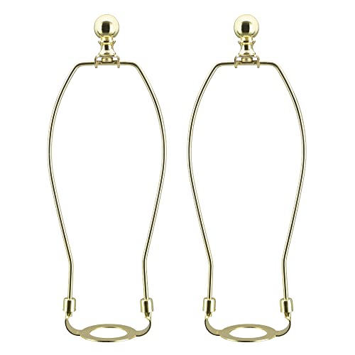 Image of Aspen Creative 20041-12A, 10 inch Lamp Shade Harp Holder with E26 UNO Fitter Adapter, Includes Solid Steel Bumped Cylinder Finial, 10 inch Harp, and E26 36mm UNO Fitter in Brass Plated Finish, 2 Pack