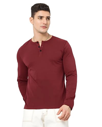 Image of LAZYCHUNKS Luxury Men's Full Sleeve Henley T-Shirt - Soft, Breathable, Stylish (Men's Henley T-Shirt), Great for Party and Casual wear
