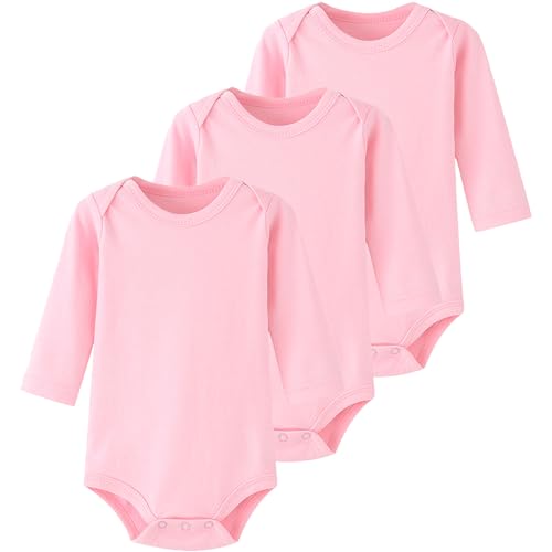 Image of Enfants Chéris Baby Long Sleeve Bodysuit Newborn-24 Months 100% Cotton Pack of 3