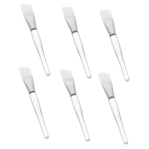 PACKOVE 6pcs Transparent Face Mask Brush with Crystal Handle for Even Application of Creams Products Durable and Comfortable for Professional and Home Use
