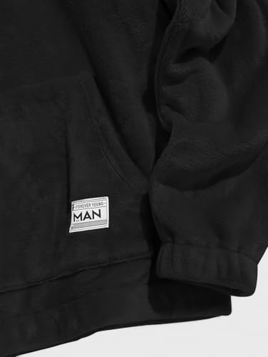 Image of ZAFUL Men 1 /4 Zipper Ethnic Aztec Fleece Unisex Winter Sweatshirt Tops 2026 | Funnel Neck Fluffy Polar Fleece Faux Sherpa Soft Thermal Pullover Kangaroo Pocket Jacket Hoodie Tops