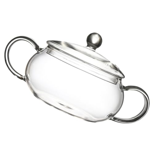 PartyKindom Cacerola de Vidrio con Tapa y Asa para Cocción de Guisos y Comidas para Bebés Utensilio de Cocina Multifuncional Diseño Transparente y Compacto
