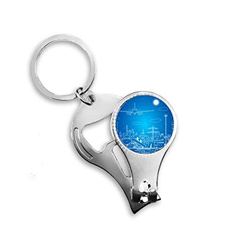 Metropolis City Aircraft Cloud Landscape Nail Nipper Ring Key Chain Bottle Opener Clipper