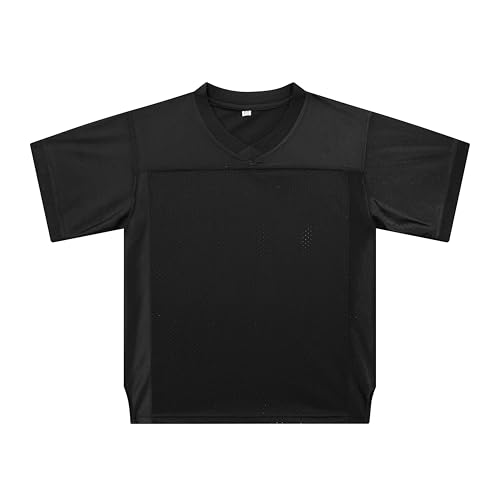 PRIMITAS Youth Blank Football Jersey Mesh Athletic Football Shirt Practice Sports Uniform Black