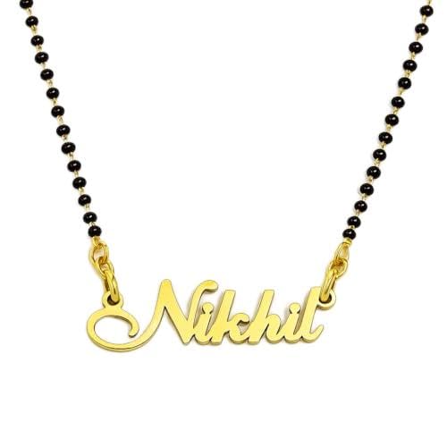 Stylish Brass Name Pendant With Mangalsutra Chain Light Weight