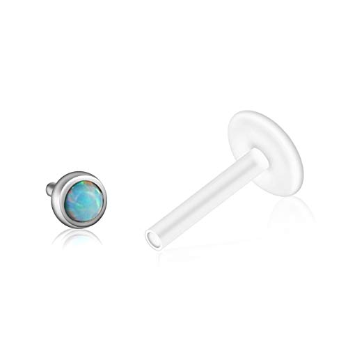 PiercingJ 8-10pcs 16G Stainless Steel + UV Flexible Acrylic Opal Crystal Tragus Retainer Flexible Acrylic Lip Ring Labret Monroe Studs Tragus Helix Cartilage Barbell Earring4
