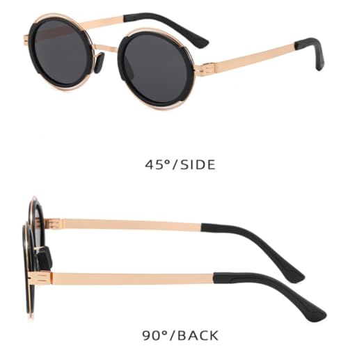 Lunettes de soleil rondes style punk rétro UV400 unisexes