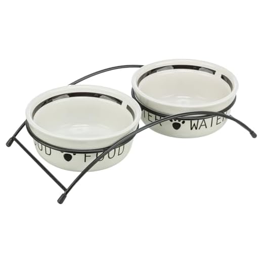 Trixie 24640 Napf-Set Eat on Feet, 2 × 0,25 l/ø13 cm, weiß/schwarz