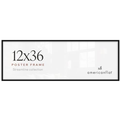 Americanflat 12x36 Poster Frame - Slim Molding - Black