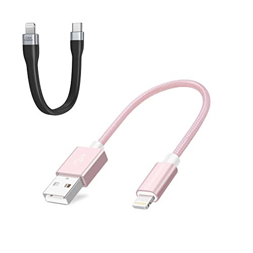 Cablecreation Bundle – 2 Items Short Iphone Charging Cable 6 Inch Braided + Short Usb C To Lightning Cable 0.5 Ft Fpc Design #TOP18