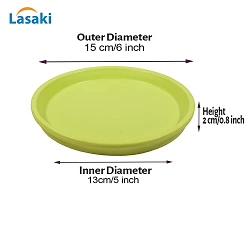 Image of Lasaki Round Ceramic Trays (Plates Saucers) for Pots, planters, Flower, Succulent(Set of 2,Mint,5 inch) R5(Plants not Included)