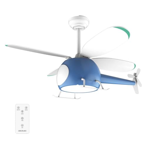 Cecotec Ventilador de Techo con Luz EnergySilence Aero 4600 Helicopter. Motor DC de 36W, Luz LED de 32W, Diámetro 39', 4 Aspas, 6 Velocidades, Temporizador hasta 8 horas, Función Winter/Summer