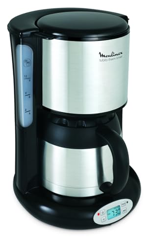 Moulinex FT362811 Cafetière Filtre Subito Programmable Isotherme 8-12 Tasses Verseuse Inox Anti-Goutte Maintien au Chaud 4 Heures Café Noir