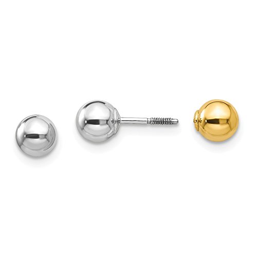 Black Bow Jewelry Reversible 5Mm Ball Screw Back Earrings In 14K Two-Tone Gold #TOP9