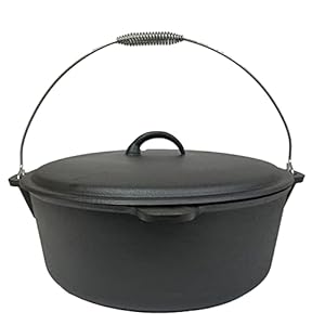 Cuisiland Pre-Seasoned 12 Quart 14 inch Cast Iron Dutch Oven Dome Lid