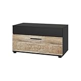 Vicco Wohnzimmerschrank Berno, Schwarz/Sandeiche, 70.8 x 38.9 cm mit Klapptür