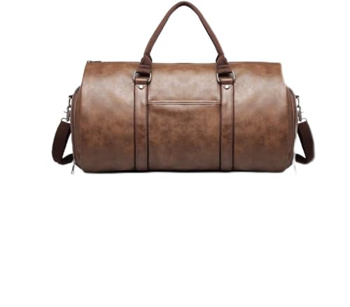 Sac de sport pliable en cuir marron chic et compact pour homme