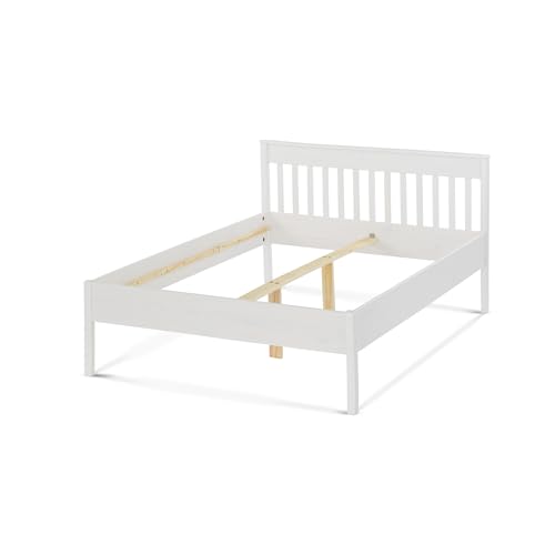KHG Bett 140 cm Landhausstil weiß Massivholz Kiefer-Echtholz Bett-Gestell 200x140 cm