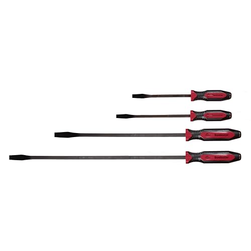 Image of Mayhew Tools 14064 Dominator Pro Pry Bar, Red, 4-Piece | Set of 8 inch, 12 inch, 25 inch & 36 inch Straight Pry Bars