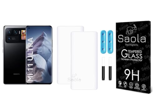Image of Saola Curved UV Tempered Glass For Xiaomi 11 Ultra 5G. Comes With UV Light & Glue For Finest Pasting. Edge To Edge Protection With Case Friendly Fit. (Pack Of 2)