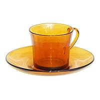 Duralex LYS Cup and Saucer, Amber, 180 ml Capacity (6 Pieces Set)