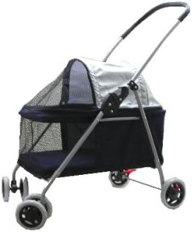 Pet Dog Cat Bed Stroller Carrier Navy Blue