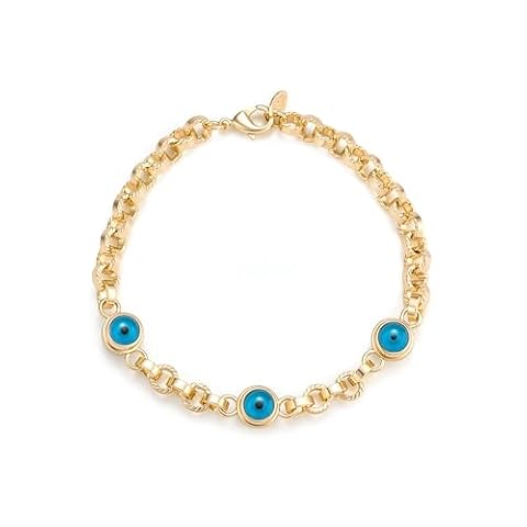 GLUBU Evil Eye Bracelet for Women14K Gold Plated Greek Summer Aesthetic Link Chain Blue Nazar… — $9.99 (23% off)