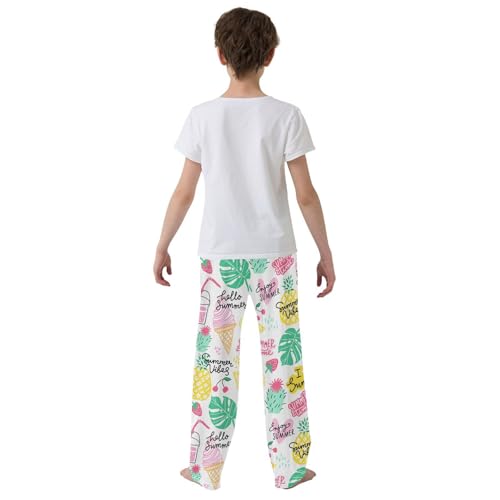 I Love Summer Boys Long Pants Soft Trousers Elastic Waist Kids Lounge Bottoms with Pockets S-XL3
