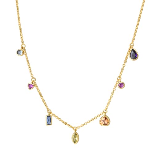 G&GEMSJEW Sparkling 14K Gold Plated Cubic Zirconia Necklace for Women | Elegant Everyday Jewelry Gifts for Wife, Girlfriend | Birthday, Anniversary, Bridesmaid Party Accessories