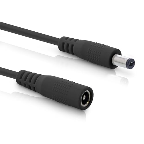 Inline - Cable alargador CC, Cable de alimentación Universal para Tiras LED, cámaras de vigilancia, impresoras, routers, conmutadores, etc., CC Macho/Hembra 5,5 x 2,1 mm, Negro, 2 m
