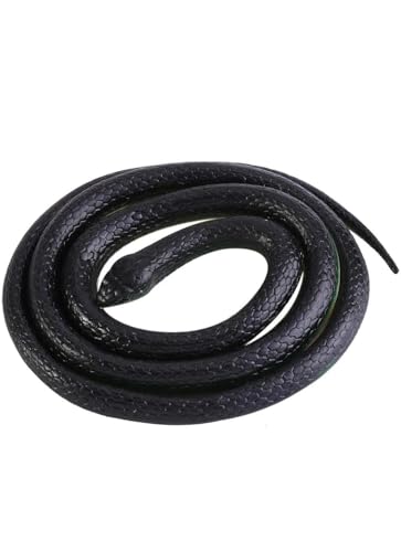 Image of KRySt Brown Lizard and Black Snake Combo Toys | Real Looking Rubber Lizard Toy | Original Look Chipkali Toy | Chipkali and Snake Prank Toys for Kids and Adults (Single Snake)