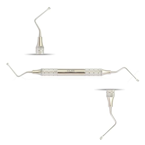 MASTERYD Dental Lucas Bone Curette #85 Double Ended Smooth Shaped Spoons Tips 2.5mm Periodontal Dental Stainless Steel Diamond Shaped Gun Grip Hollow Handle Polish Lab Dental Instruments CL-85