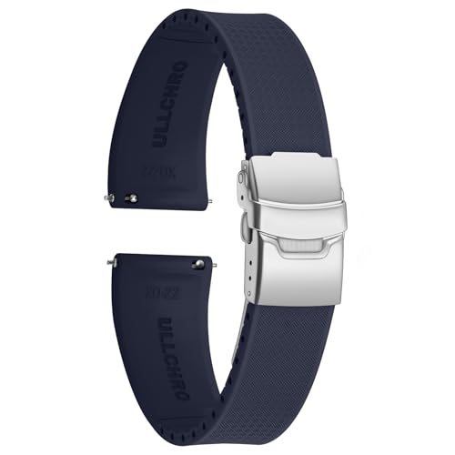 ULLCHRO Silicone Watch Band Quick Release Strap FKM Waterproof Watch Bands for Men 20mm 22mm Replacement Strap Sport Rubber Watchband (21mm, Navy Blue) by ULLCHRO - Used condition - US$19.78