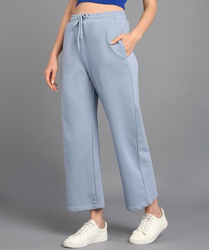 Image of Alan Jones Clothing Women's Relaxed Fit Mid Rise Solid Wide Legs Track Pant