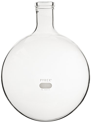 Corning Pyrex Borosilicate Glass Short Ring Neck Round Bottom Boiling Flask with 11 No. Rubber Stopper, 12000ml Capacity